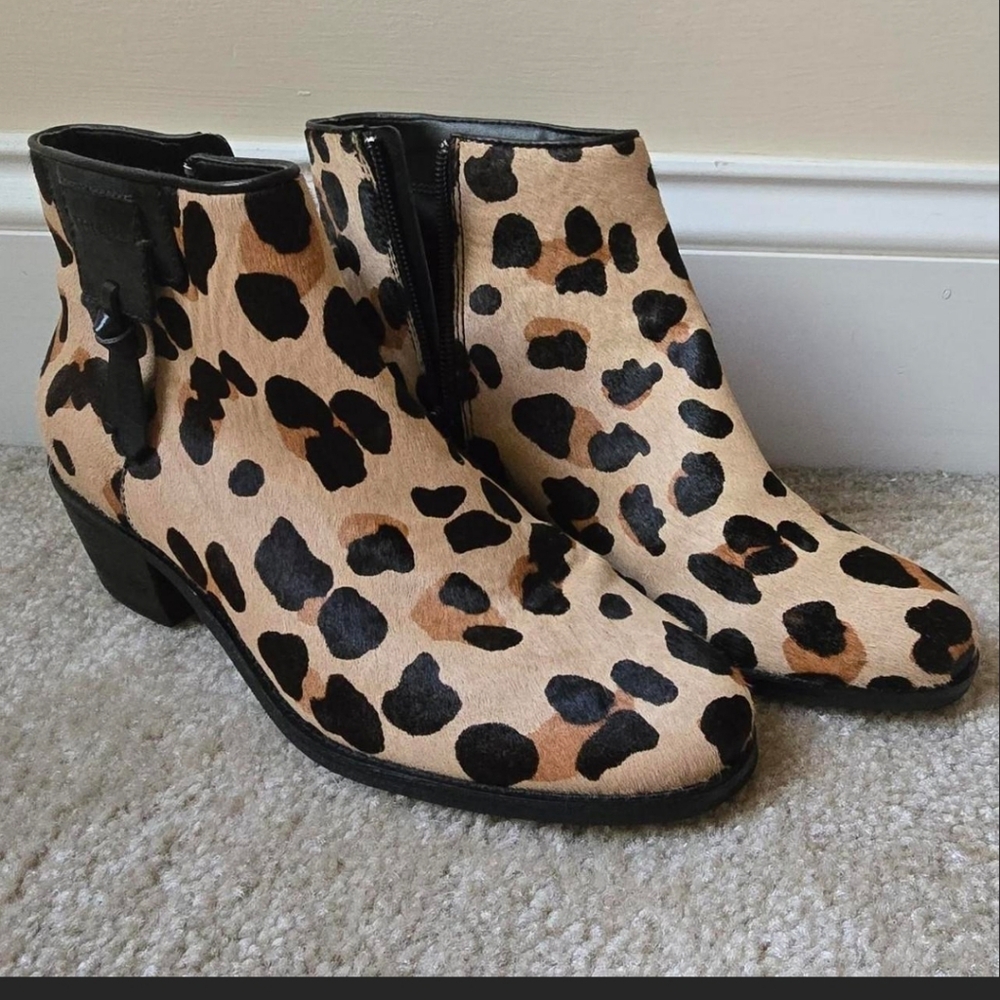 Cole Haan Leopard Print Ankle Boots Sz 6.5